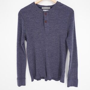 Wallace Barnes Waffle Knit Henley Shirt Mens  Sz M Blue Thermal Casual Cotton